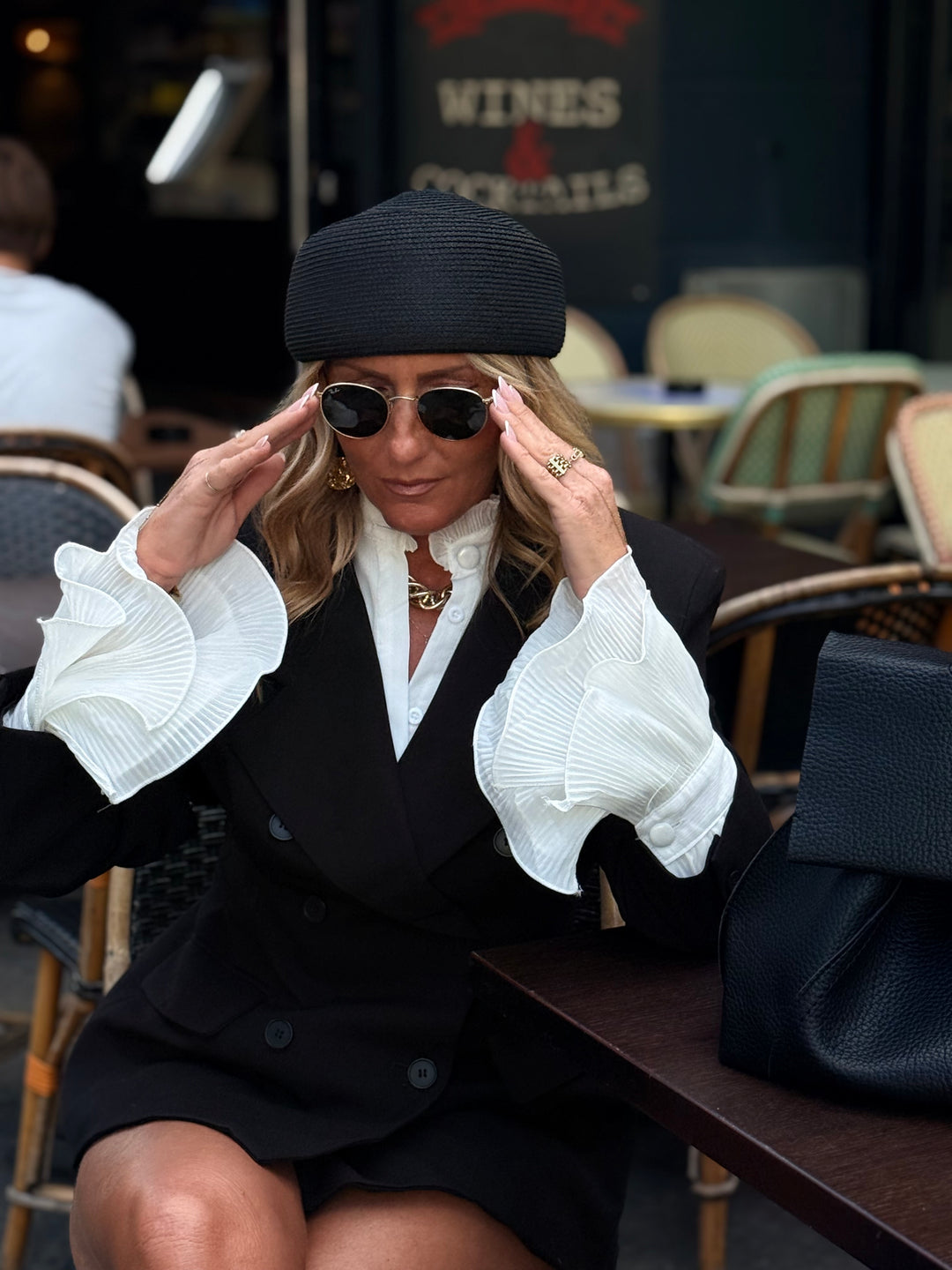 Chapeau rond en paille 573 NOIR uni