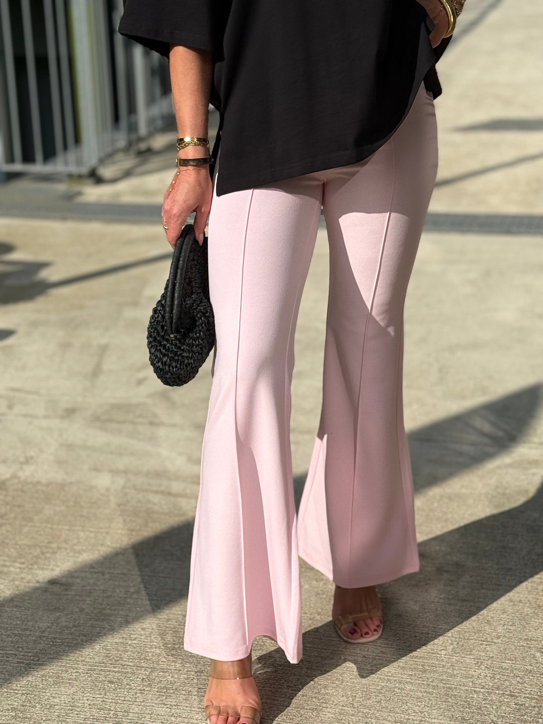 Pantalon flare rose 8026