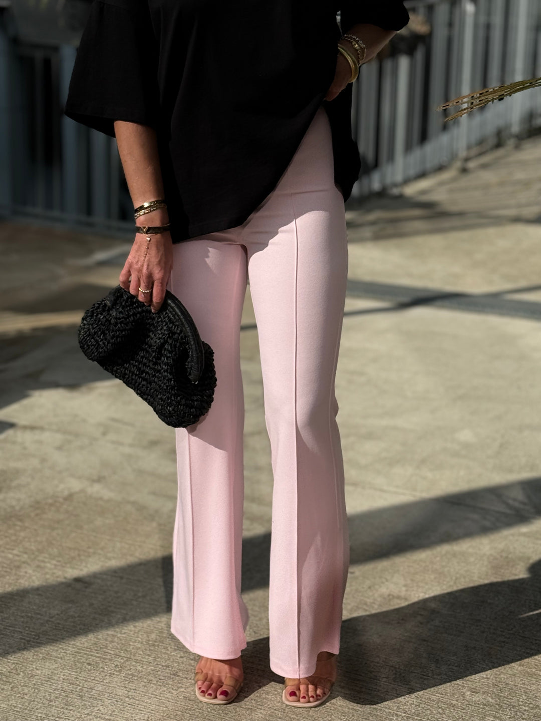 Pantalon flare rose 8026