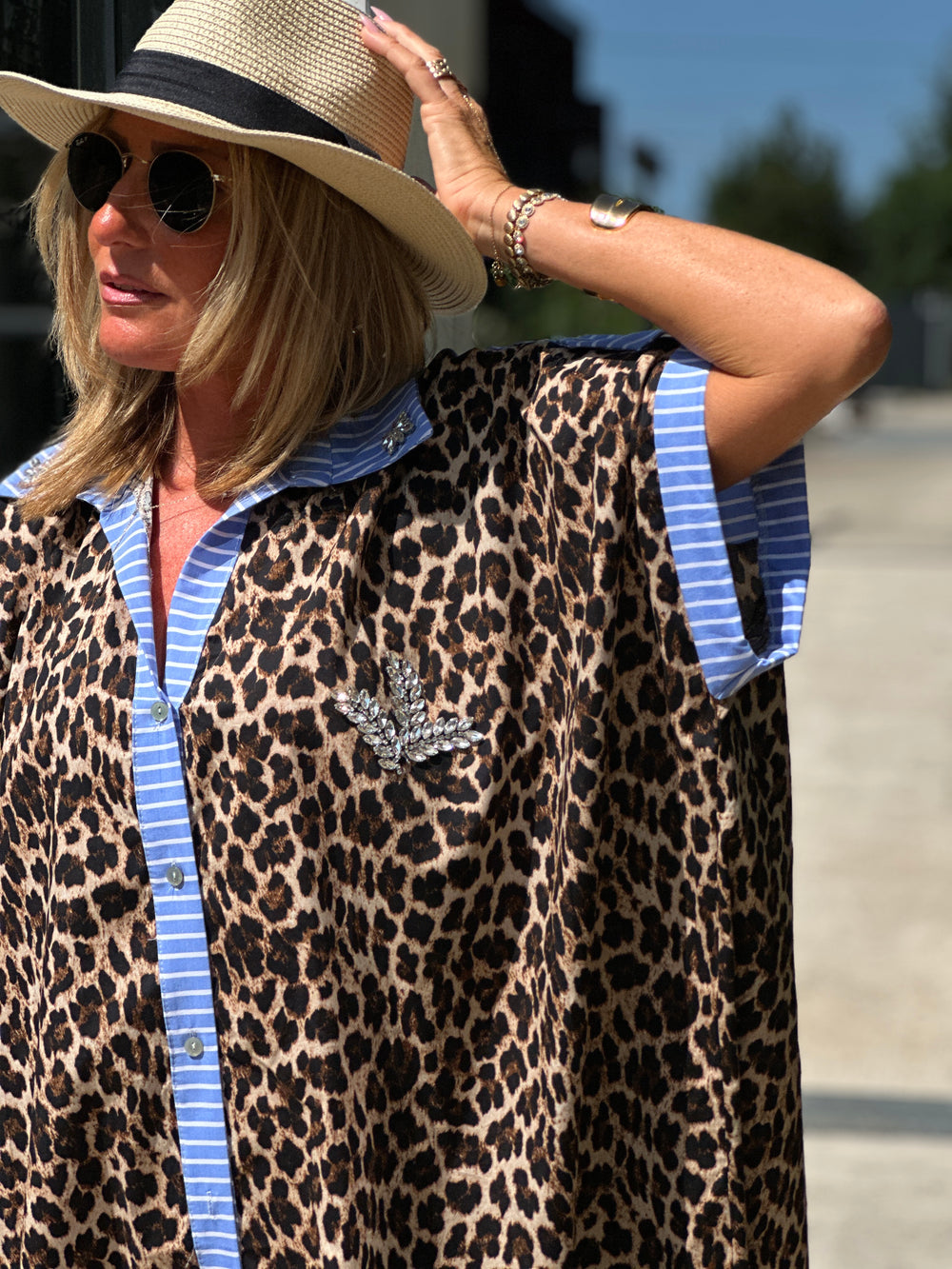 Robe Chemise léopard rayure
