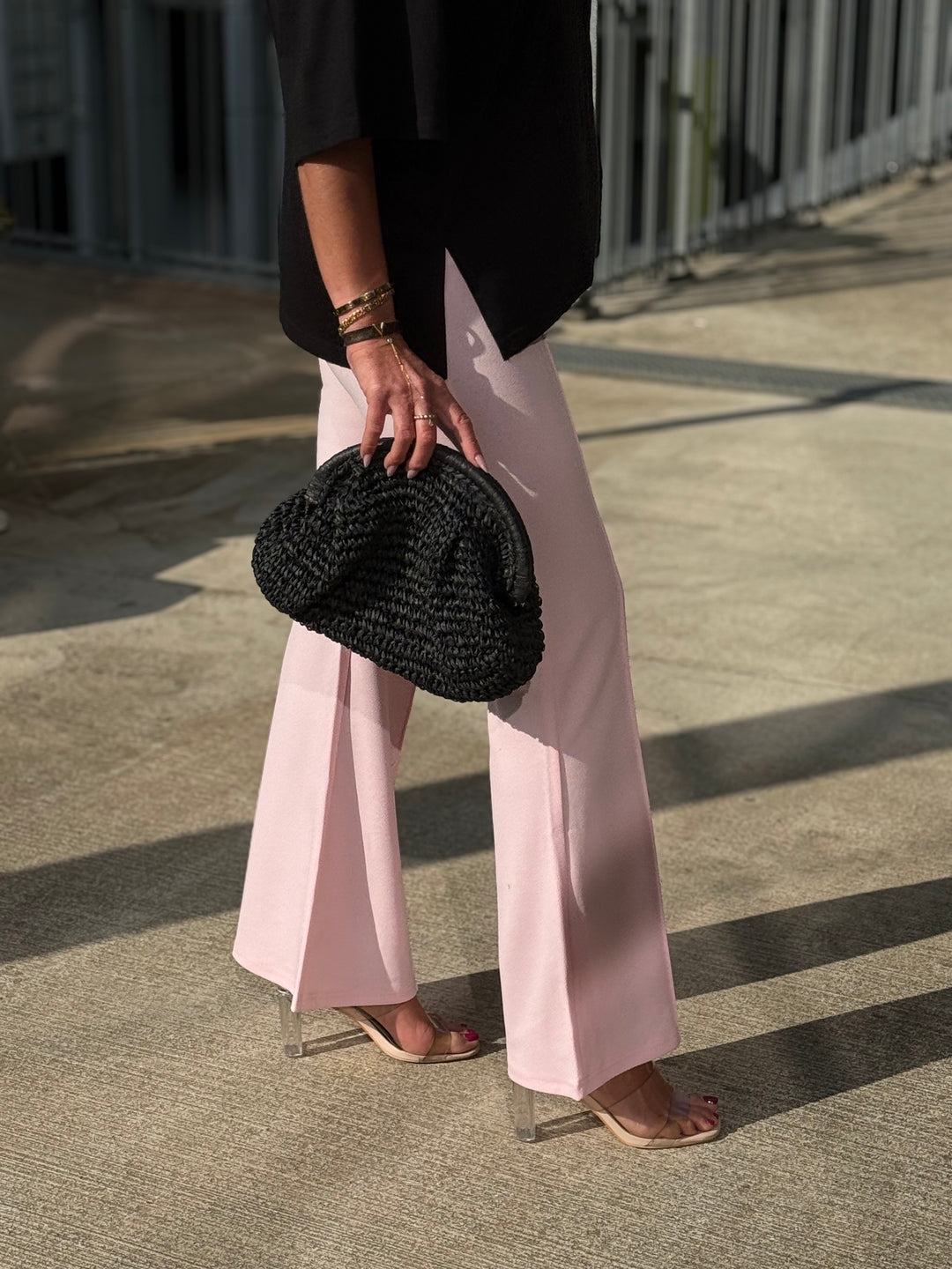 Pantalon flare rose 8026