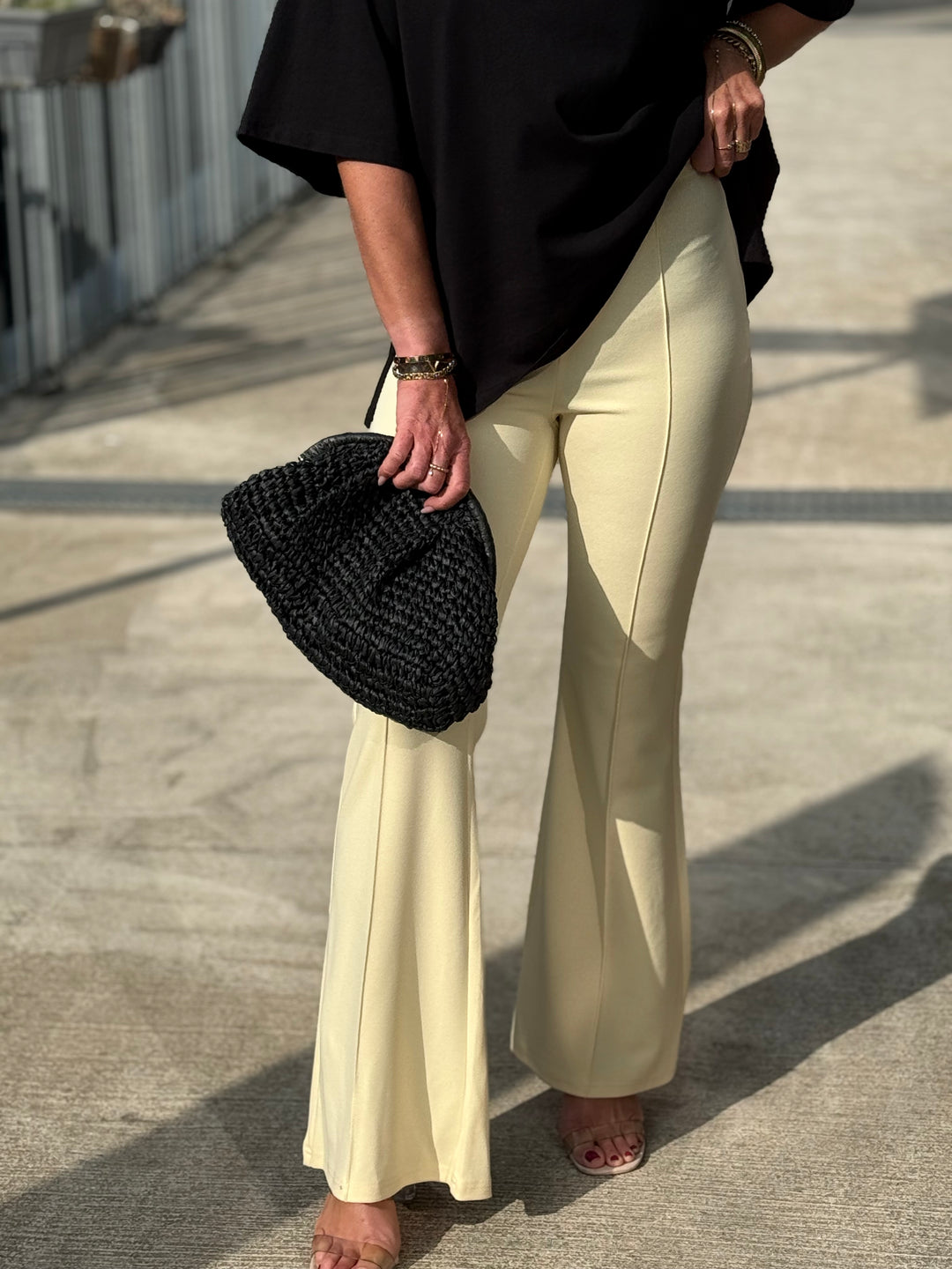 Pantalon flare jaune 8026