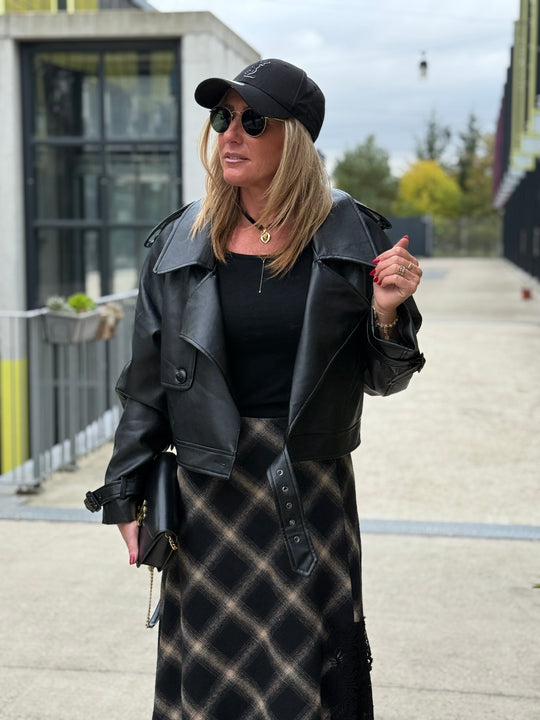 Veste similicuir courte Noir 5637