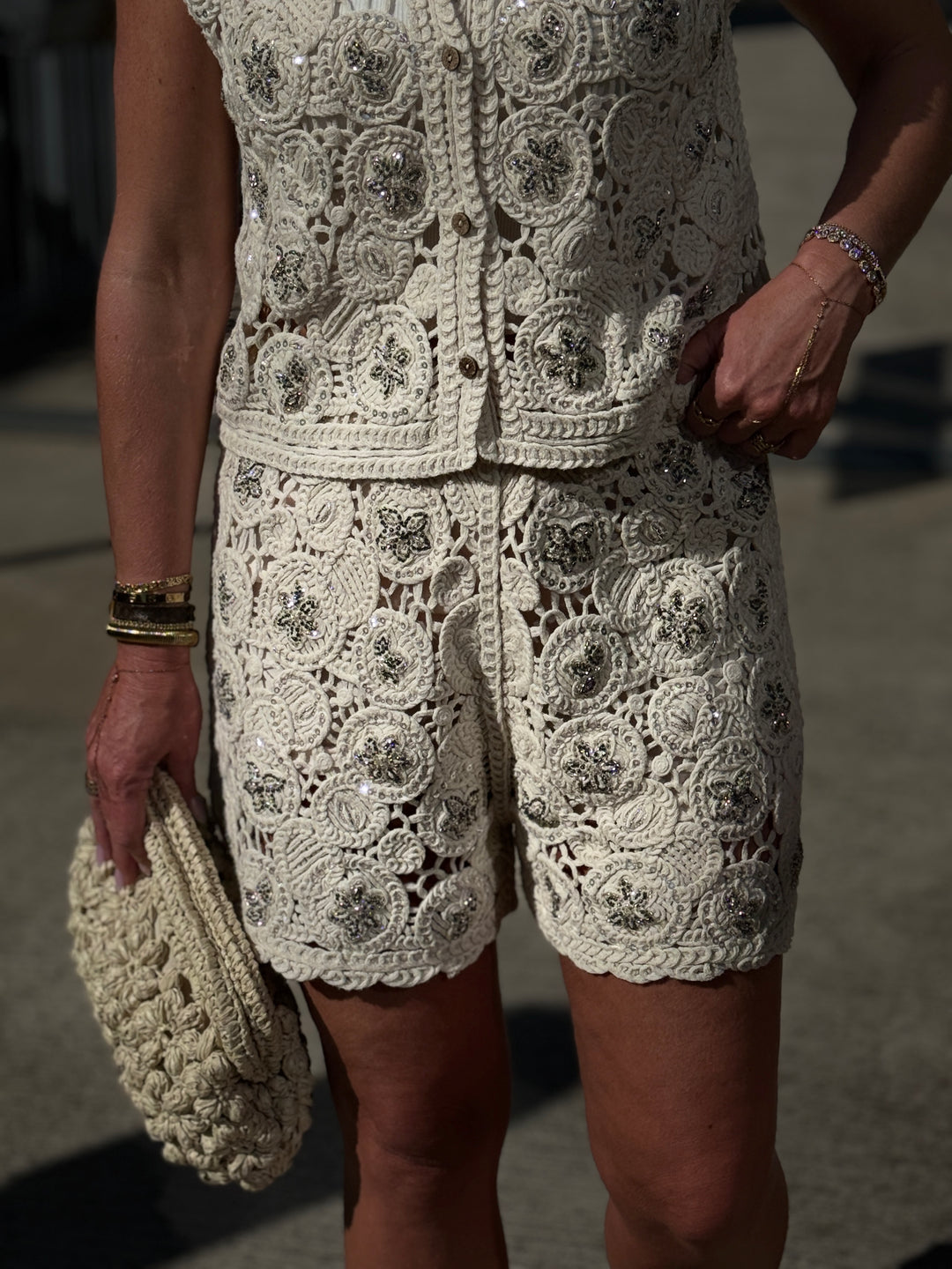 Ensemble crochet strass beige 3340+3341