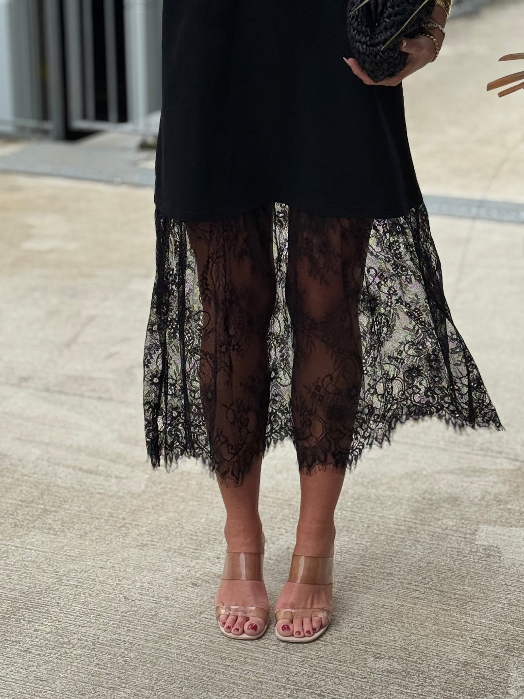 Robe manches courtes dentelle noir 13393