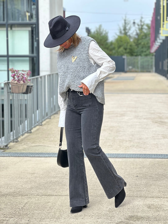 Jean Flare gris / Ora