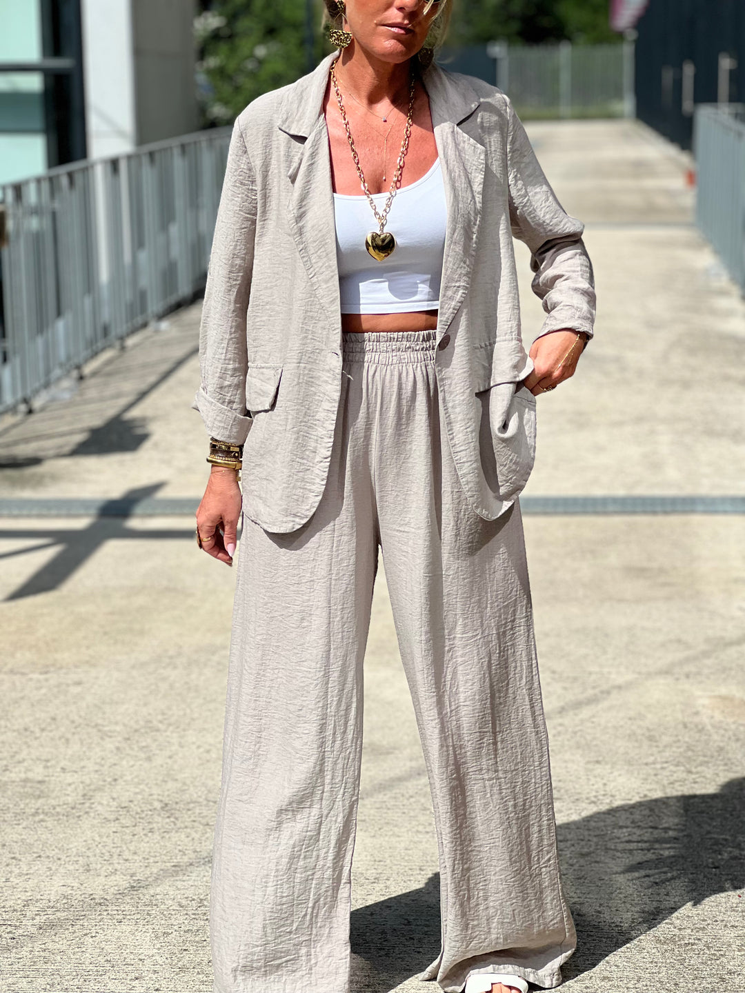 Ensemble blazer + pantalon TAUPE claire