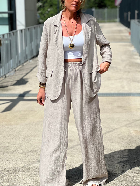 Ensemble blazer + pantalon TAUPE claire