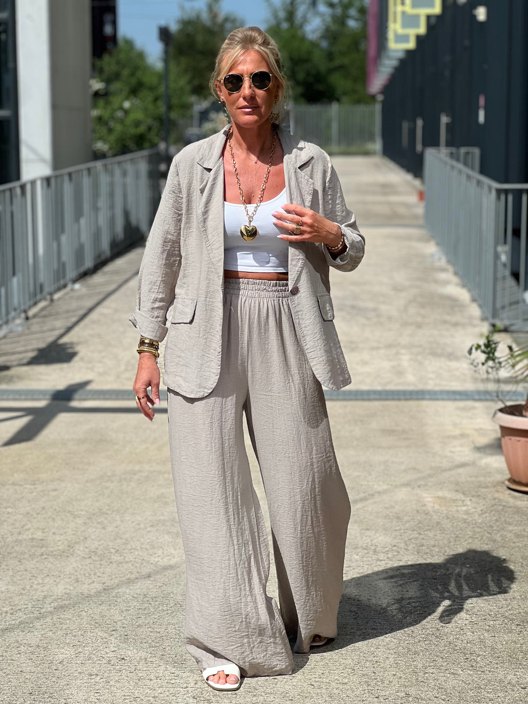 Ensemble blazer + pantalon TAUPE claire