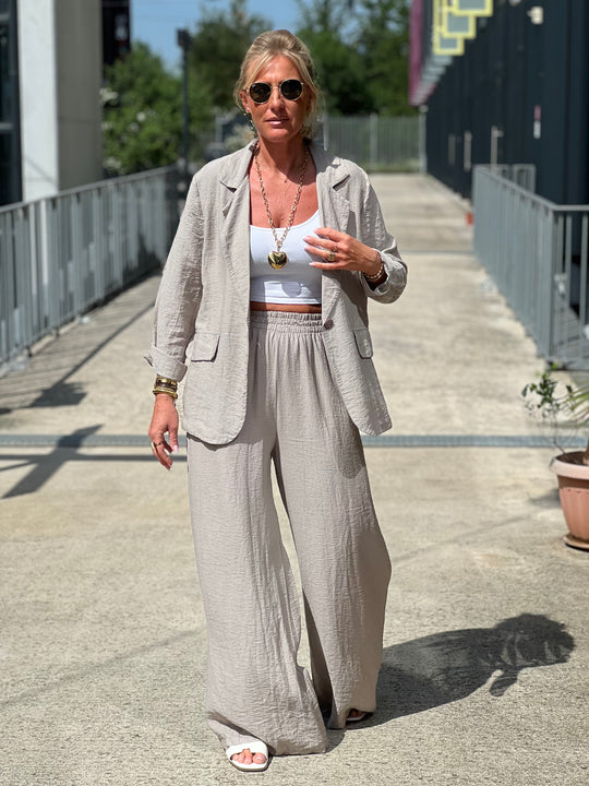 Ensemble blazer + pantalon TAUPE claire