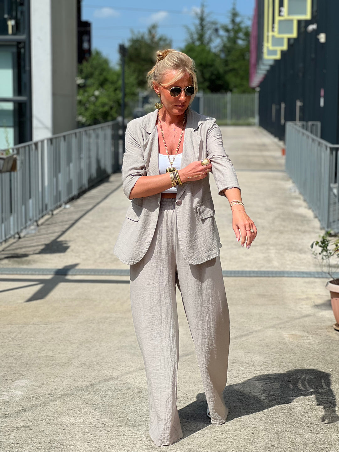 Ensemble blazer + pantalon TAUPE claire