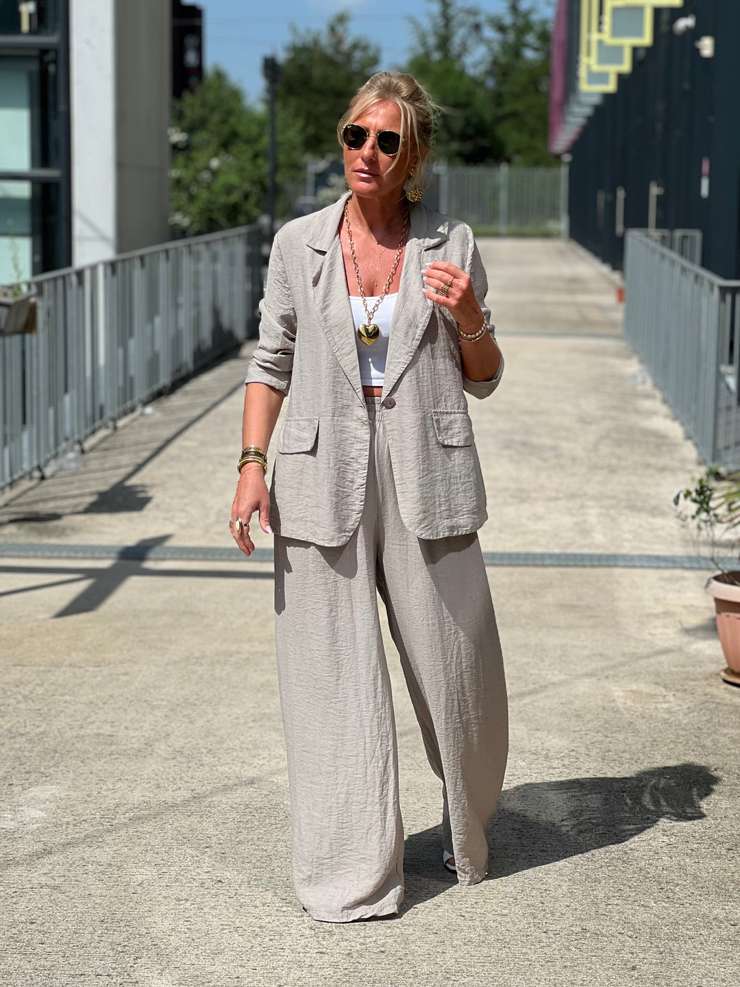 Ensemble blazer + pantalon TAUPE claire