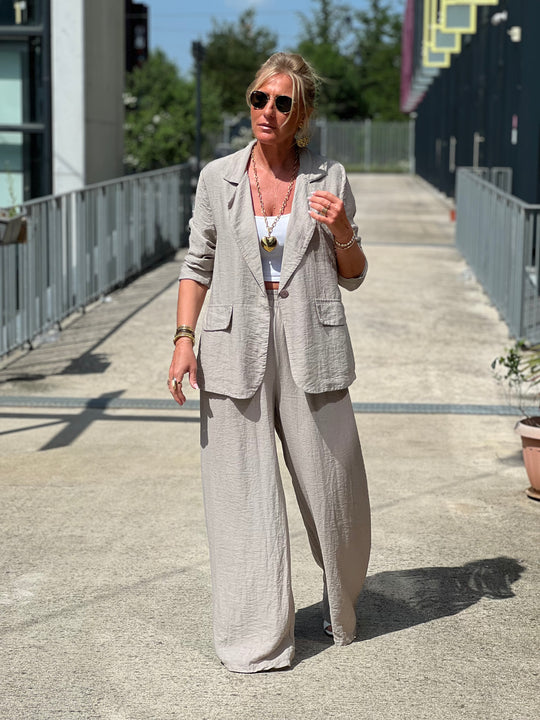 Ensemble blazer + pantalon TAUPE claire