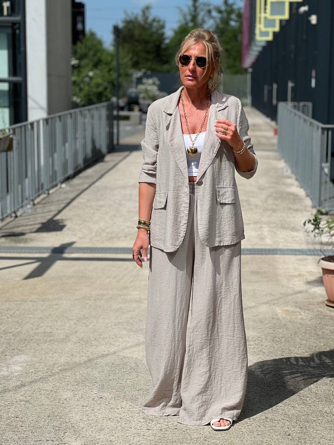 Ensemble blazer + pantalon TAUPE claire