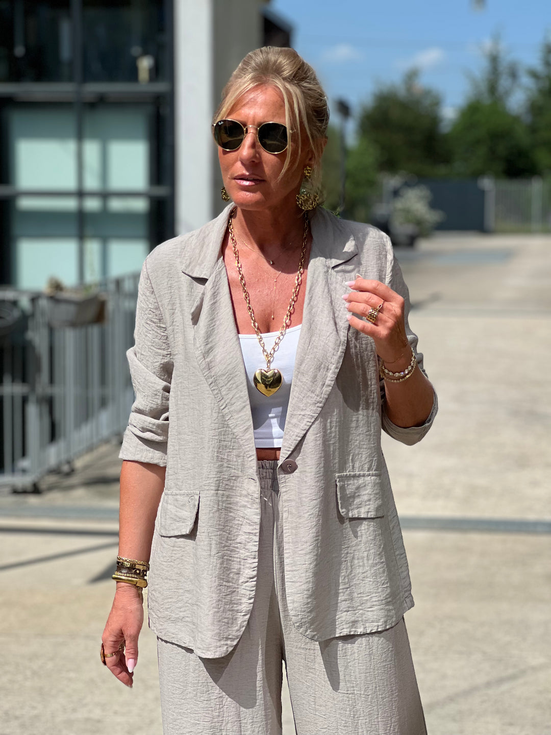Ensemble blazer + pantalon TAUPE claire
