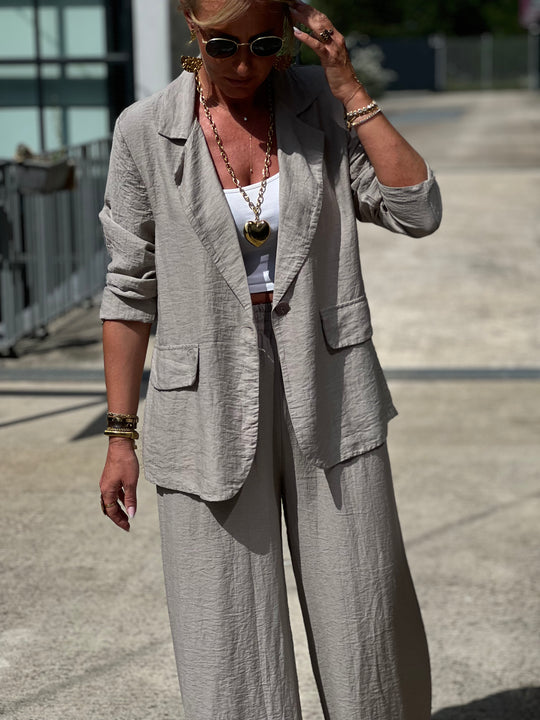 Ensemble blazer + pantalon TAUPE claire