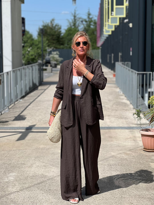 Ensemble blazer + pantalon  MARRON