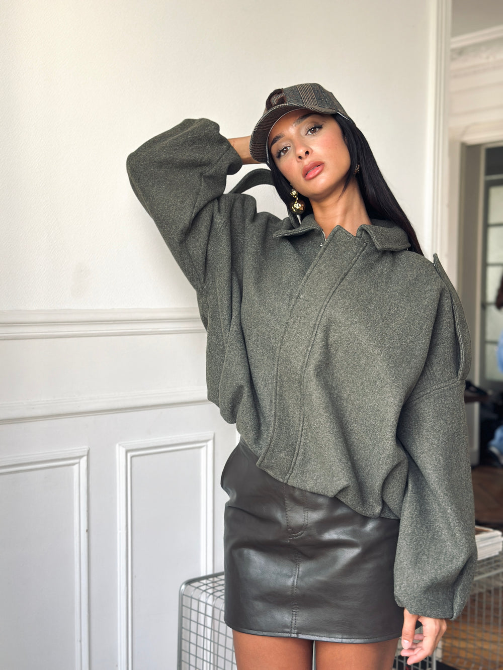 Veste lainer kaki bomber
