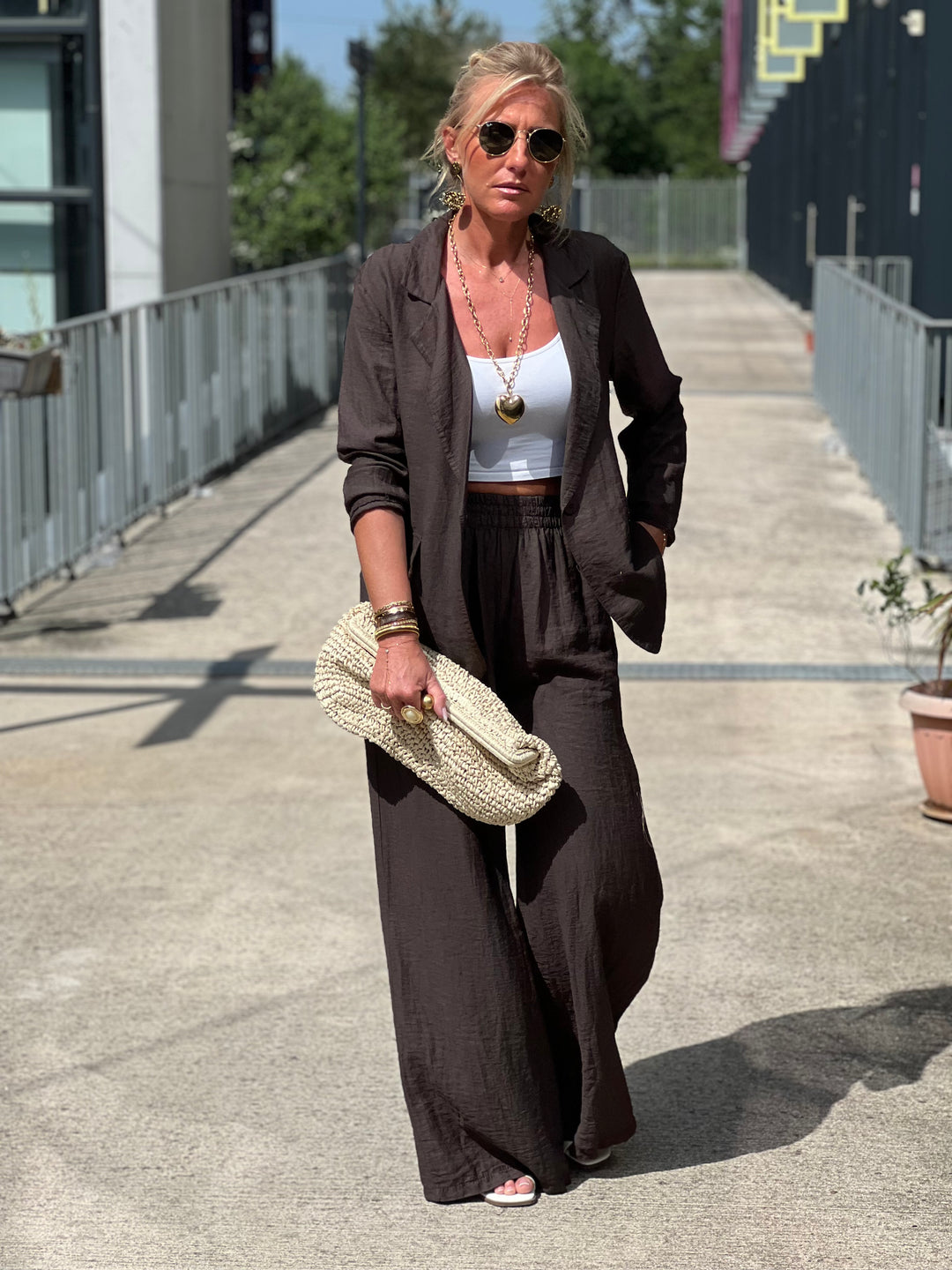Ensemble blazer + pantalon  MARRON