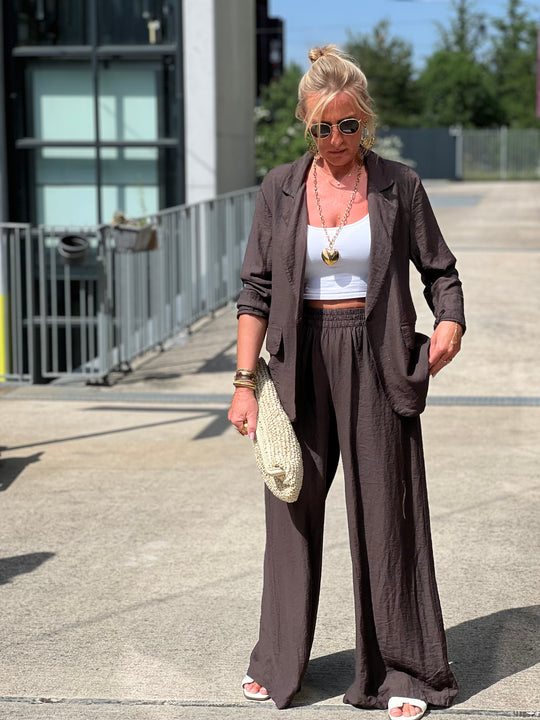 Ensemble blazer + pantalon  MARRON