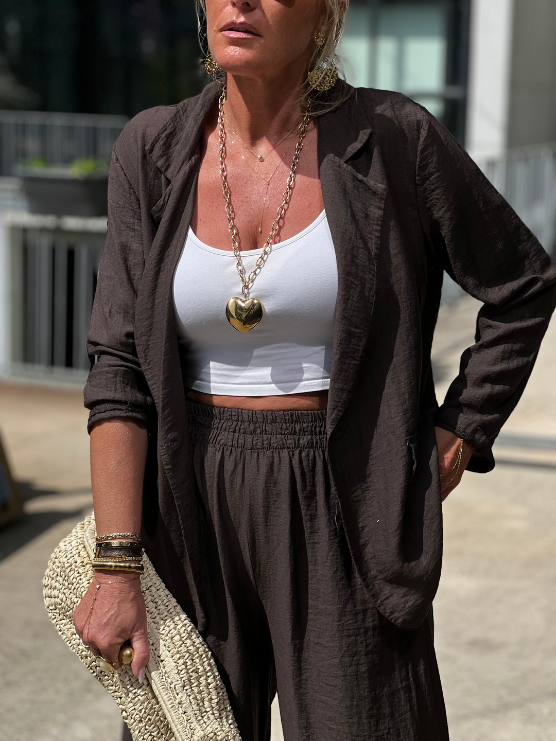 Ensemble blazer + pantalon  MARRON