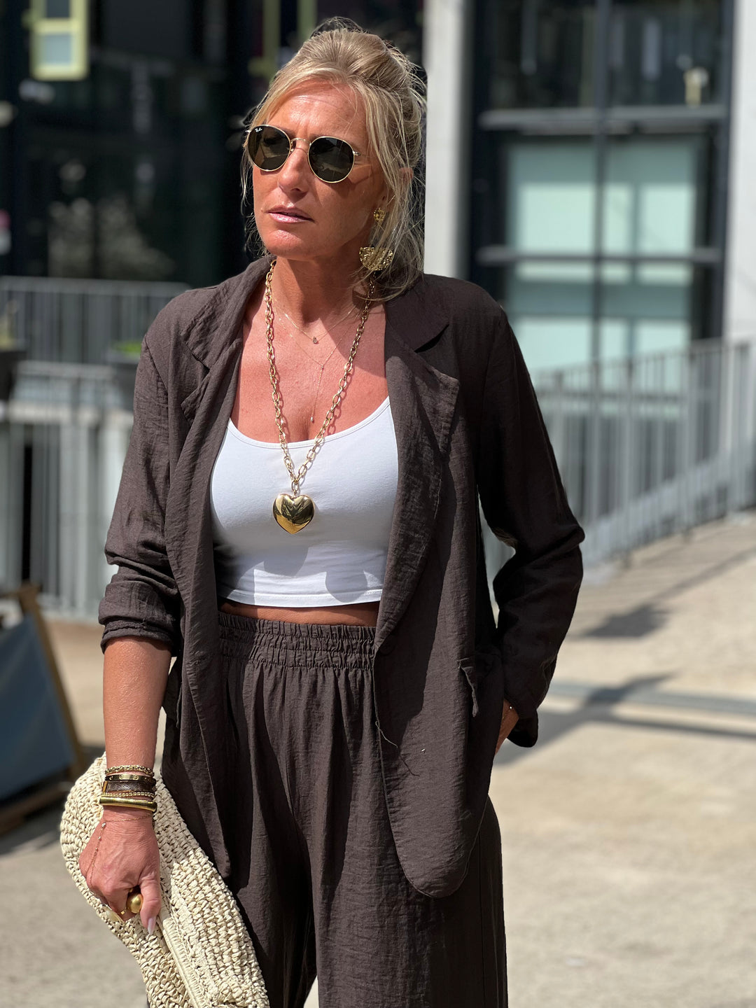 Ensemble blazer + pantalon  MARRON