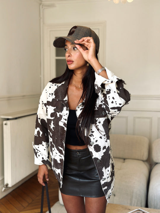 Veste jean motif 🐄 vache 9894