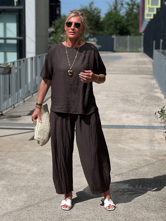 Ensemble tencel t-shirt + pantalon ballon CHOCO