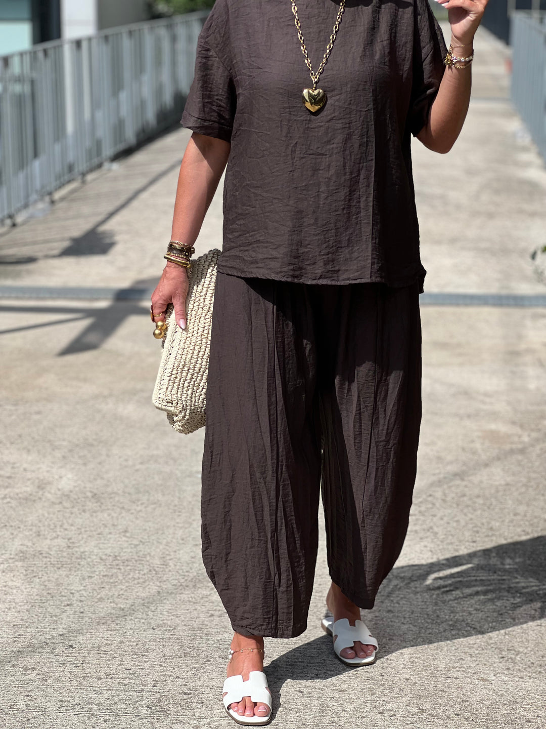 Ensemble tencel t-shirt + pantalon ballon CHOCO