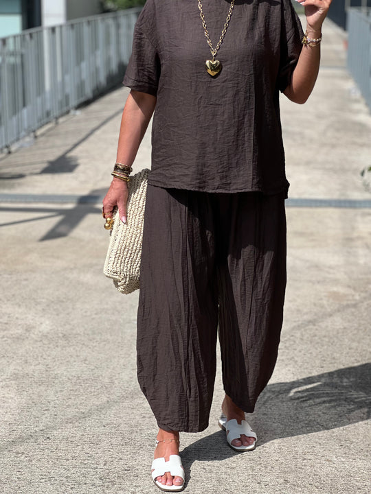 Ensemble tencel t-shirt + pantalon ballon CHOCO