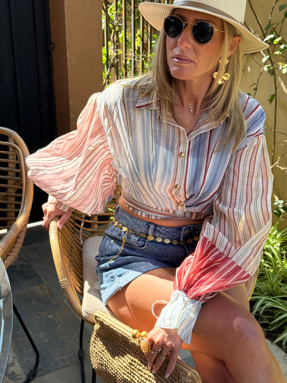 Blouse rayure manche bouffante 2625