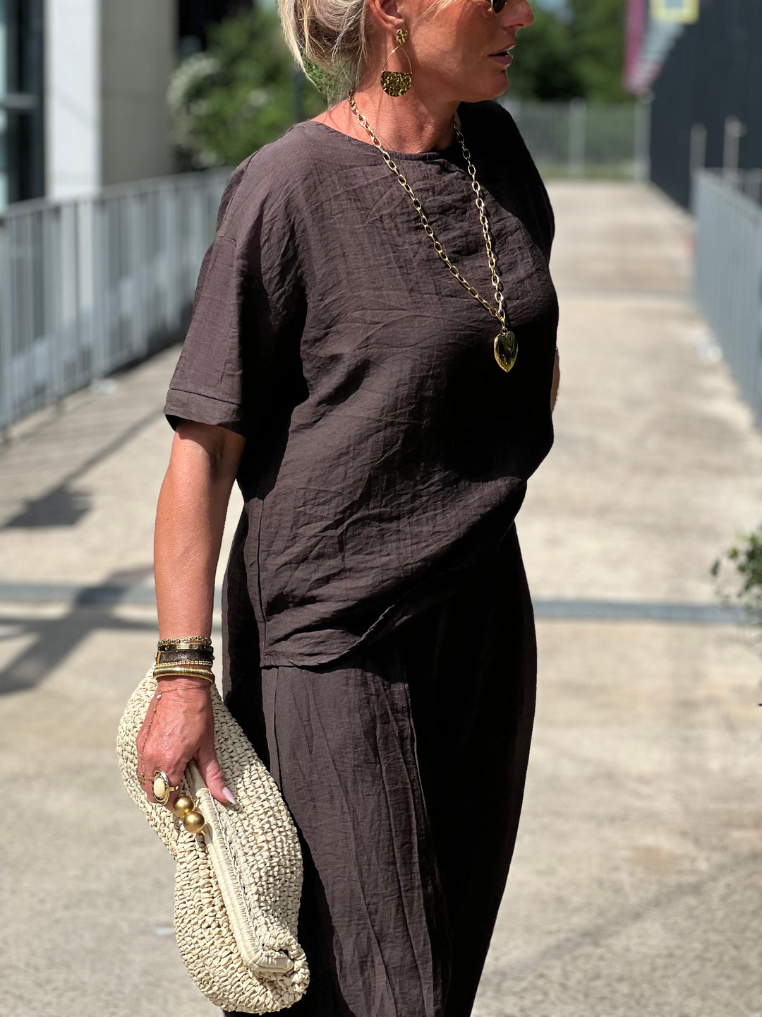 Ensemble tencel t-shirt + pantalon ballon CHOCO