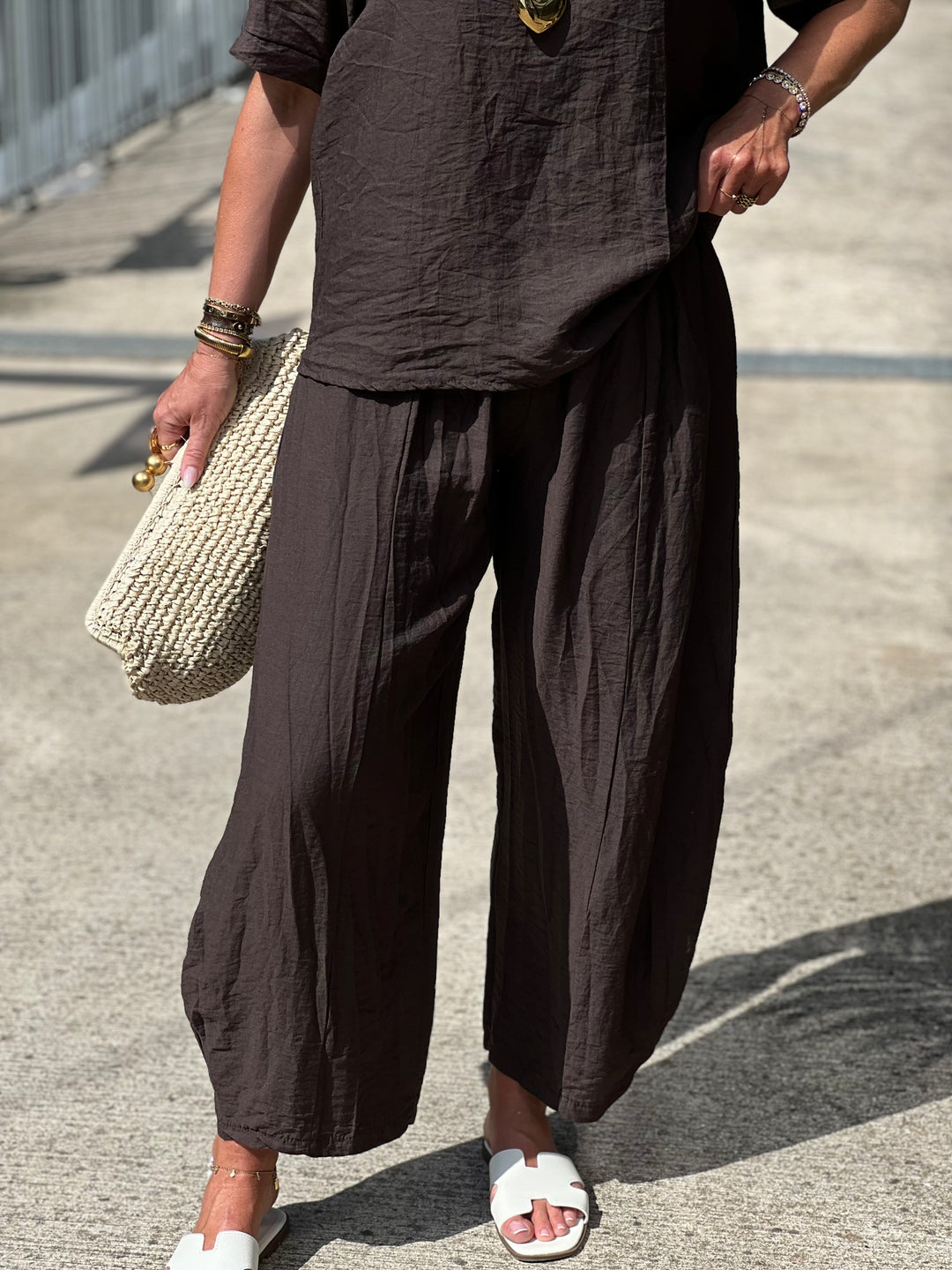 Ensemble tencel t-shirt + pantalon ballon CHOCO