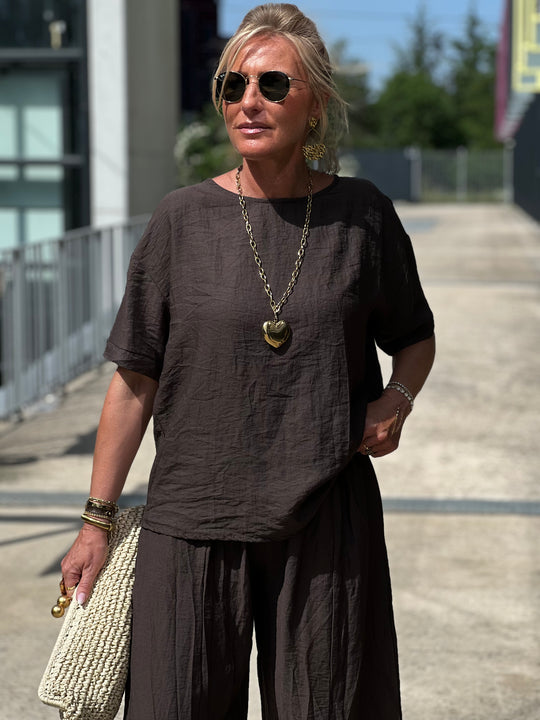 Ensemble tencel t-shirt + pantalon ballon CHOCO