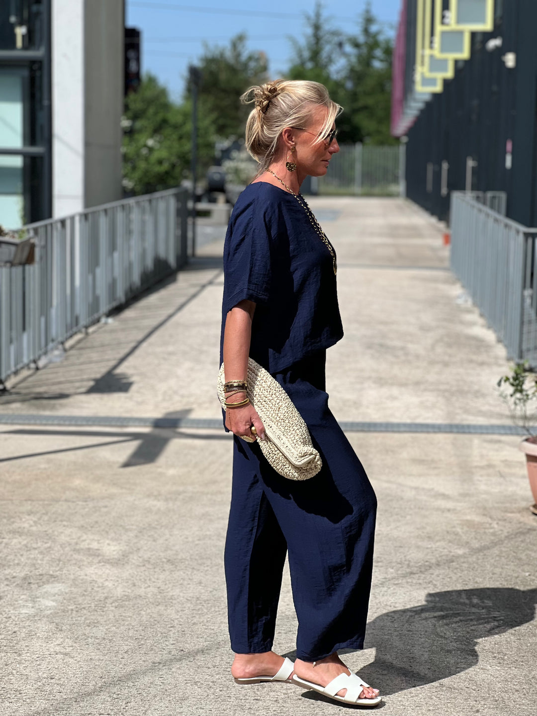 Ensemble tencel t-shirt + pantalon MARINE