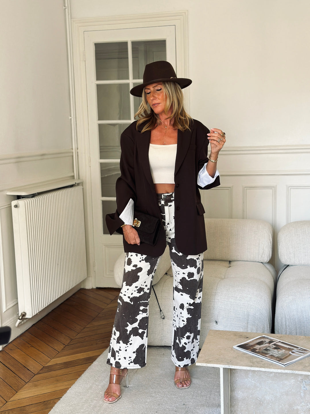 Jean pantalon motif 🐄 vache 9895