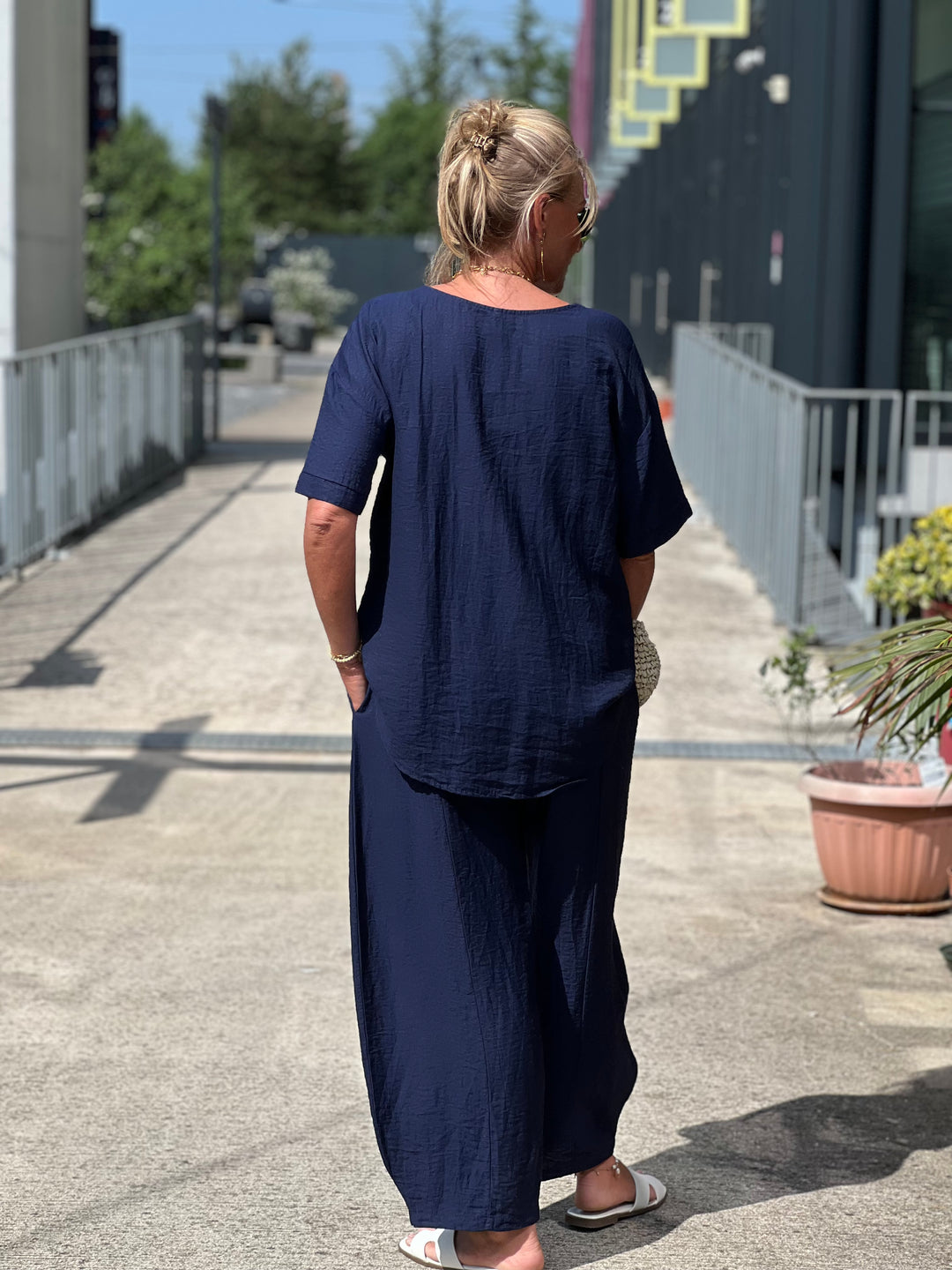 Ensemble tencel t-shirt + pantalon MARINE