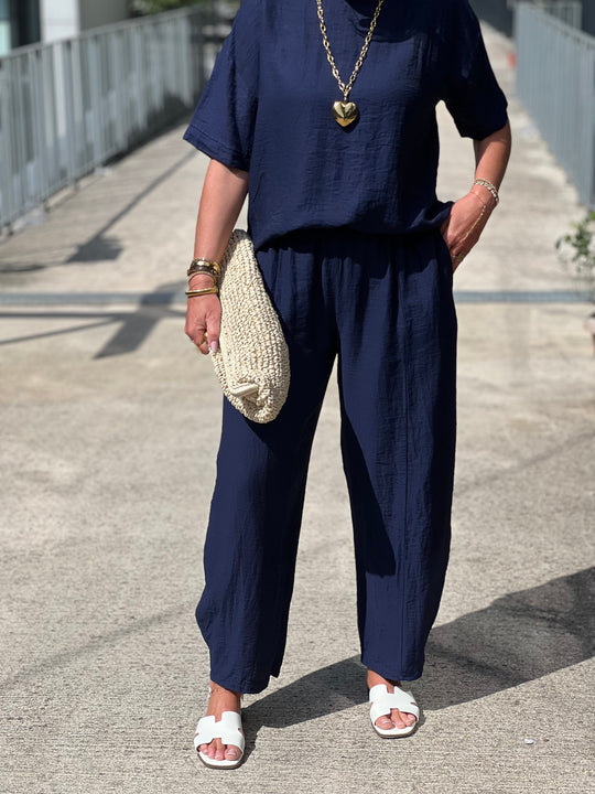 Ensemble tencel t-shirt + pantalon MARINE