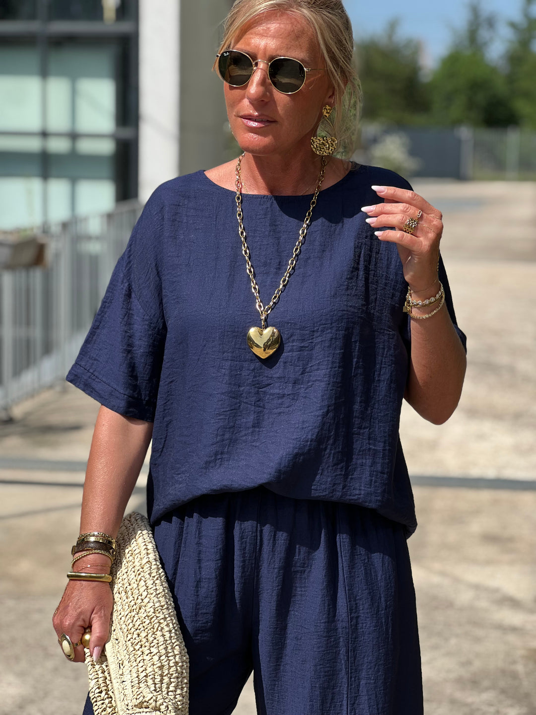 Ensemble tencel t-shirt + pantalon MARINE