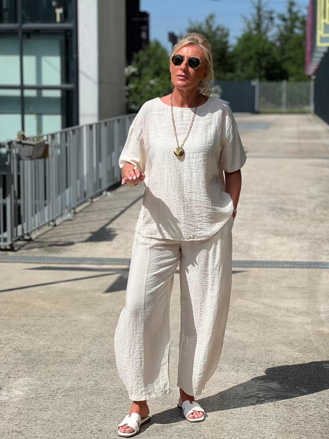 Ensemble tencel t-shirt + pantalon ballon BEIGE