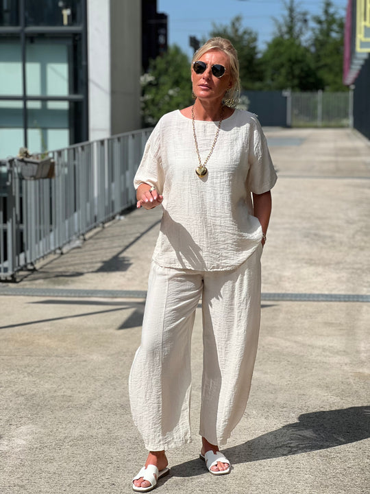 Ensemble tencel t-shirt + pantalon ballon BEIGE