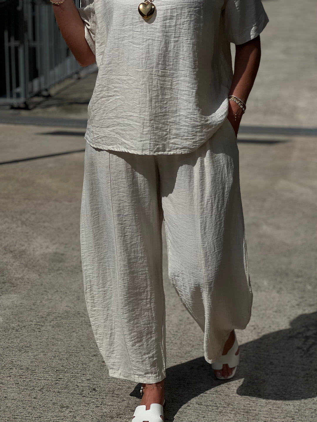 Ensemble tencel t-shirt + pantalon ballon BEIGE