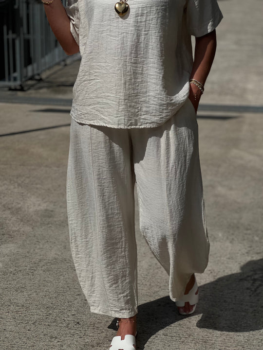 Ensemble tencel t-shirt + pantalon ballon BEIGE