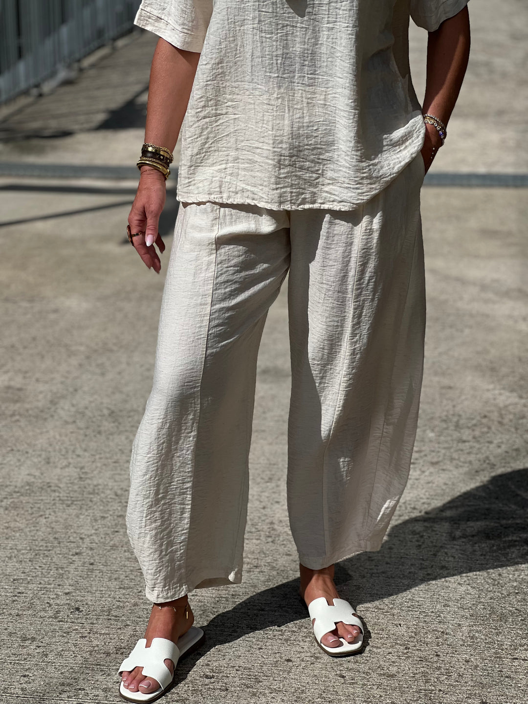 Ensemble tencel t-shirt + pantalon ballon BEIGE