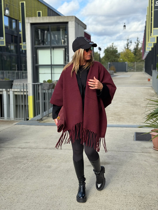 Poncho lainer frange YX8706