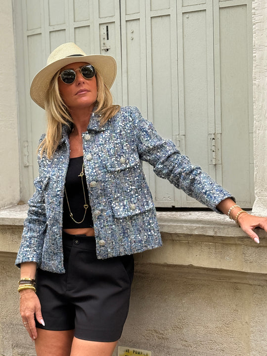 Veste à sequin bleu 2527