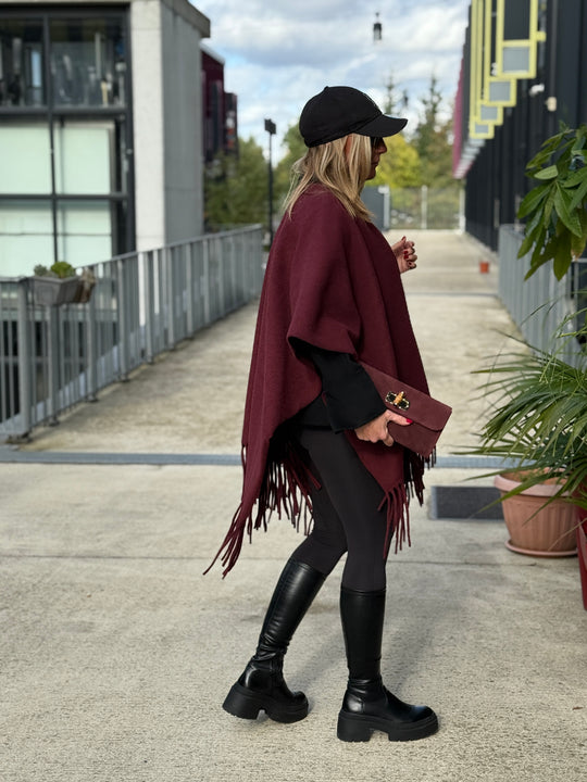 Poncho lainer frange YX8706