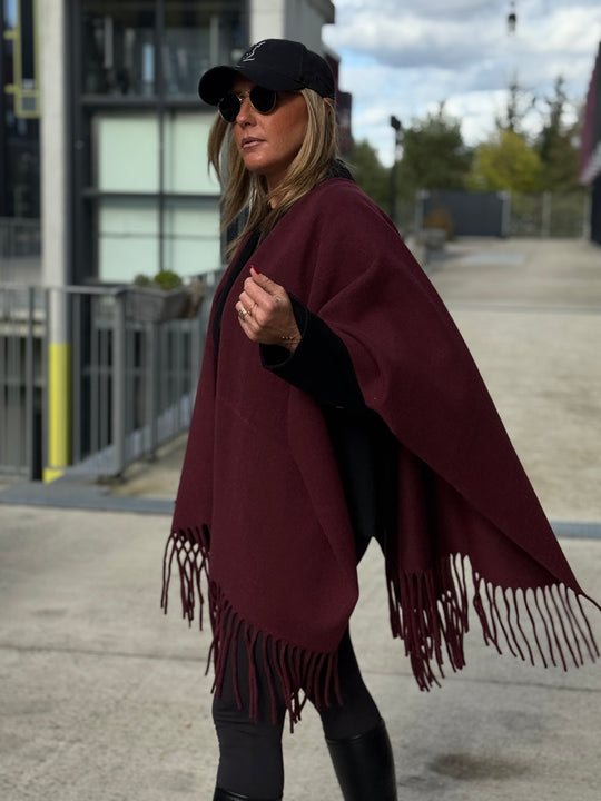 Poncho lainer frange YX8706