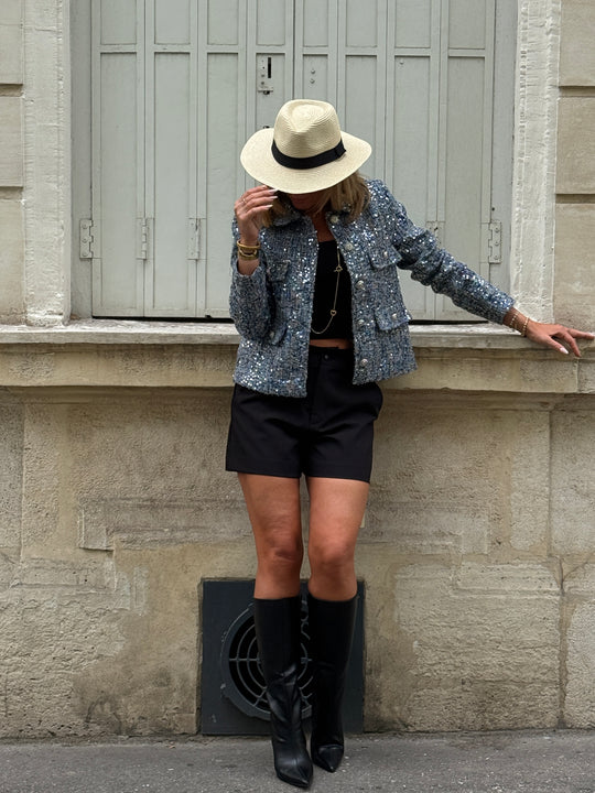 Veste à sequin bleu 2527