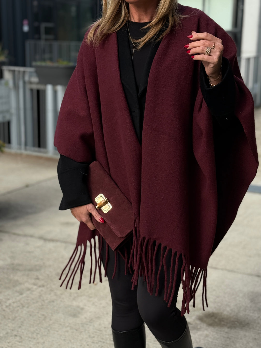 Poncho lainer frange YX8706